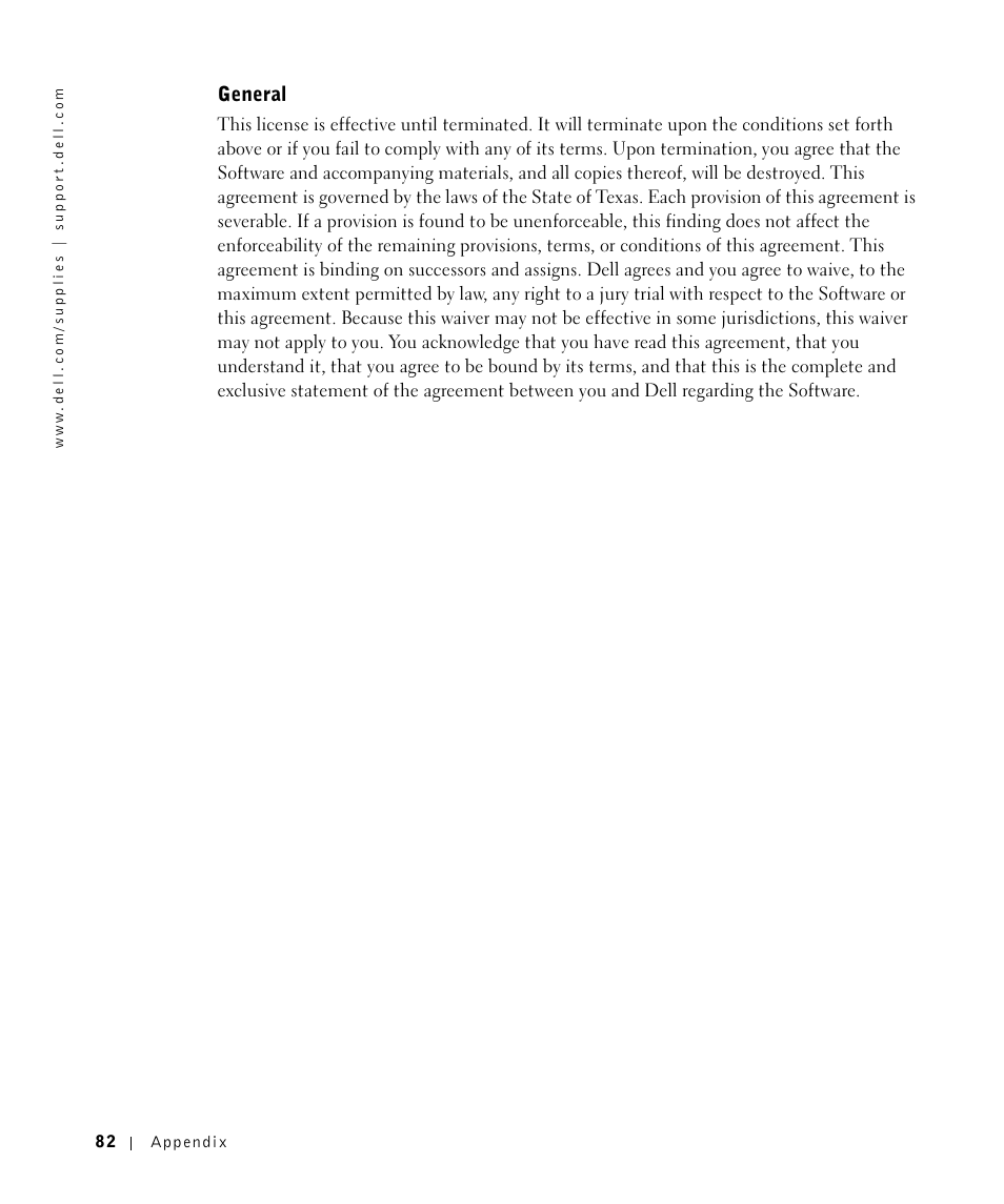 General | Dell W5300 Workgroup Laser Printer User Manual | Page 82 / 86