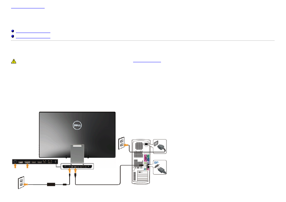 Setting up the monitor, Connecting your monitor, Connecting the black displayport cable | Dell S2340T Multi Touch Monitor User Manual | Page 18 / 48