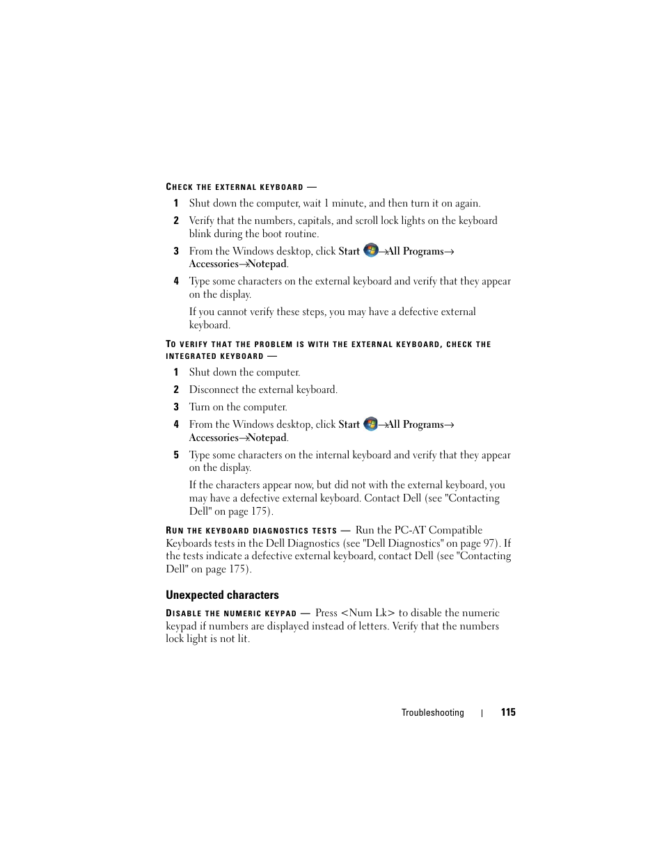 Unexpected characters | Dell Inspiron 1721 (Mid 2007) User Manual | Page 115 / 220