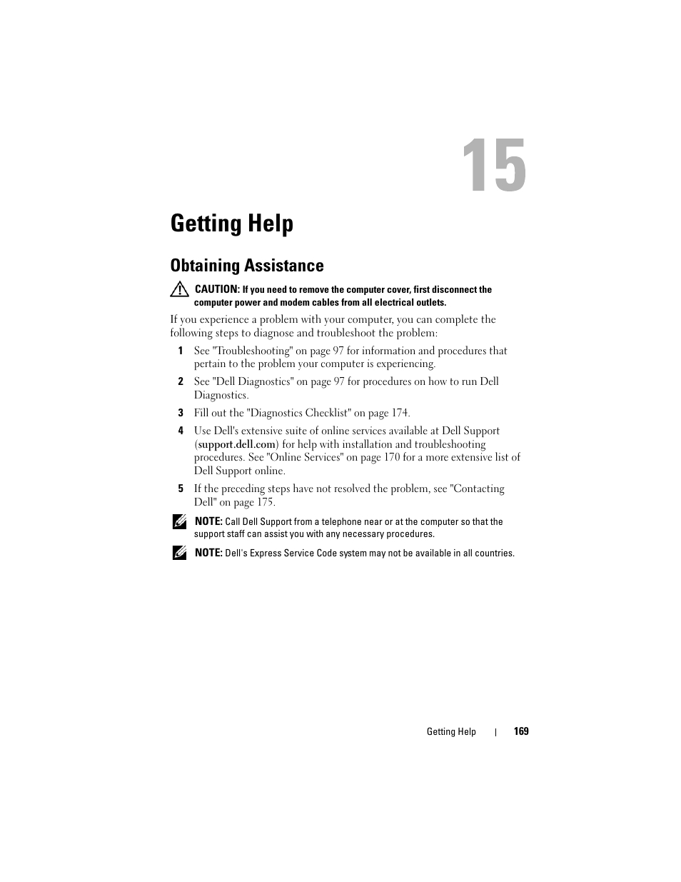 Getting help, Obtaining assistance | Dell Inspiron 1721 (Mid 2007) User Manual | Page 169 / 220