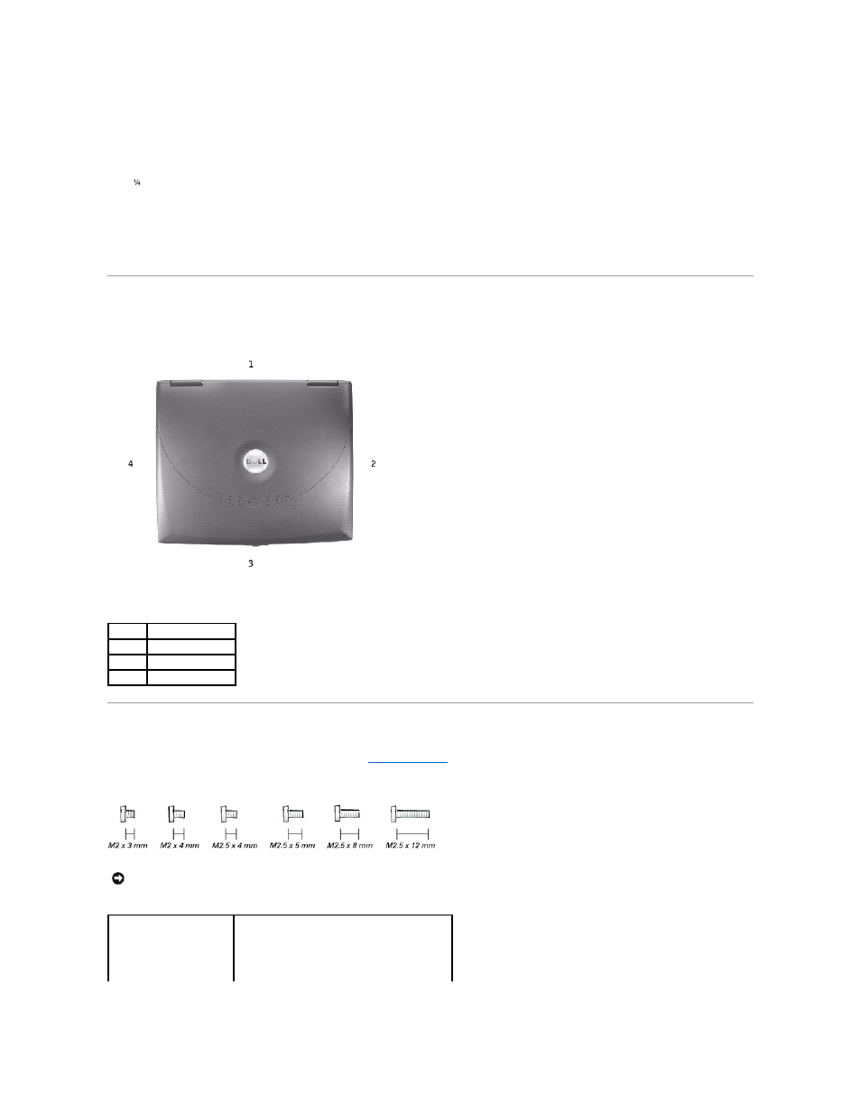 Recommended tools, Computer orientation, Screw identification | Dell INSPIRON 2600 User Manual | Page 7 / 87