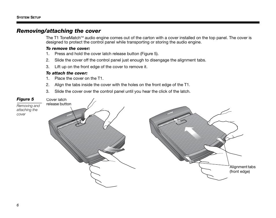 Removing/attaching the cover | Bose T1 User Manual | Page 14 / 62