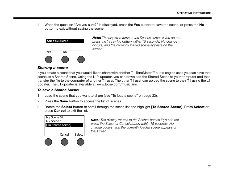 Sharing a scene | Bose T1 User Manual | Page 43 / 62