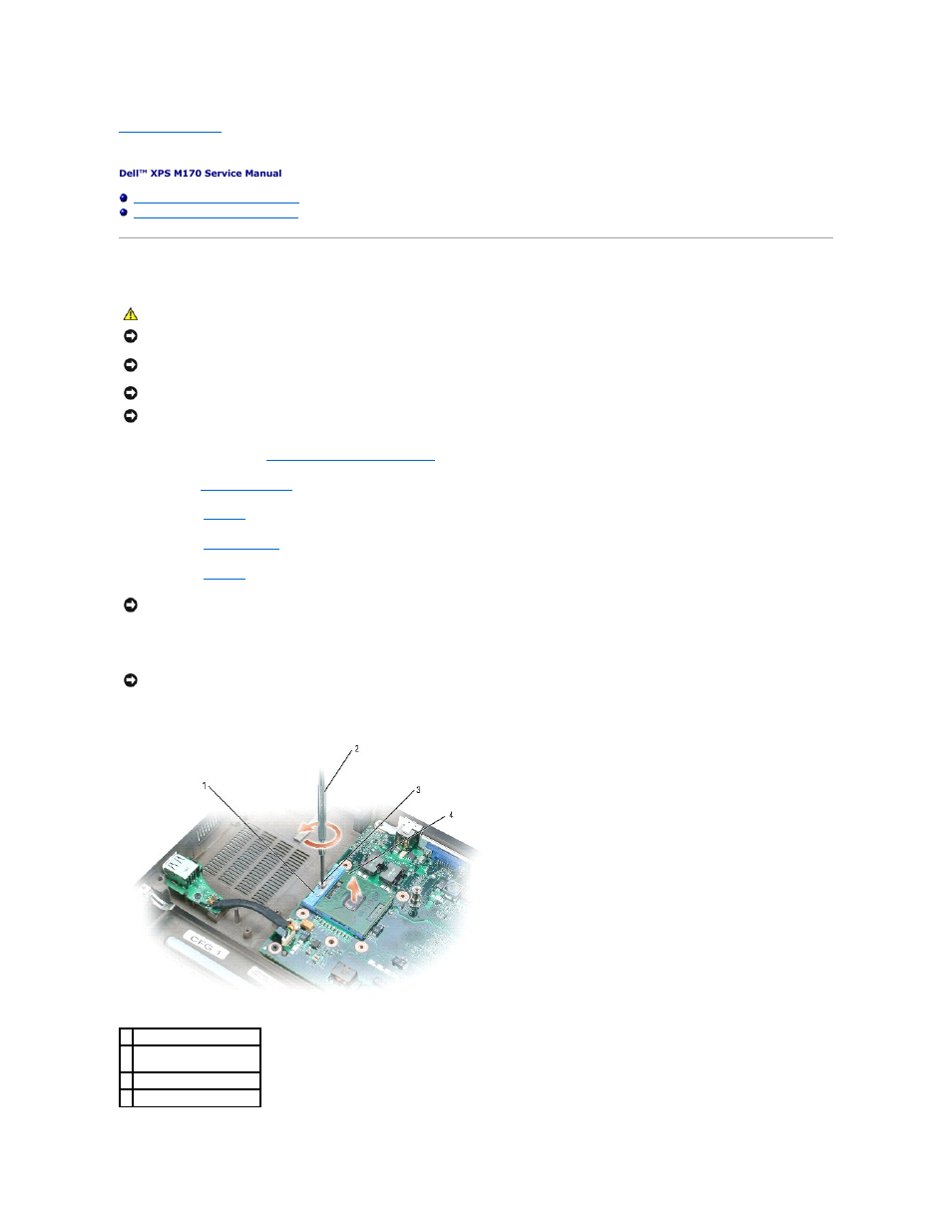 Microprocessor module, Removing the microprocessor module | Dell XPS M170 (MXG051, Late 2005) User Manual | Page 12 / 60