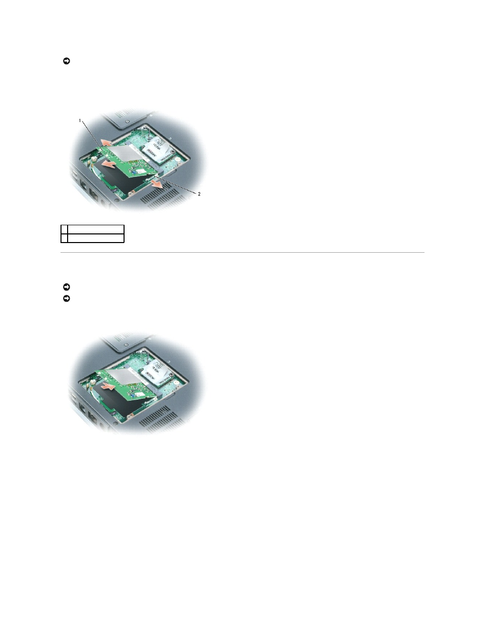 Replacing the mini pci card, Note, Replacing the | Mini pci card | Dell XPS M170 (MXG051, Late 2005) User Manual | Page 34 / 60