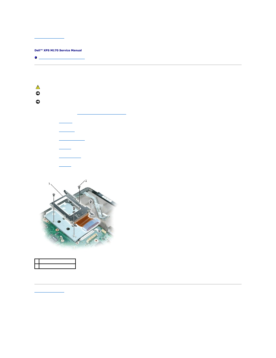 Pc card reader cage, Removing the pc card reader cage | Dell XPS M170 (MXG051, Late 2005) User Manual | Page 42 / 60