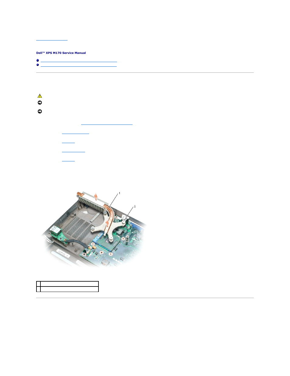 Microprocessor thermal-cooling assembly | Dell XPS M170 (MXG051, Late 2005) User Manual | Page 52 / 60