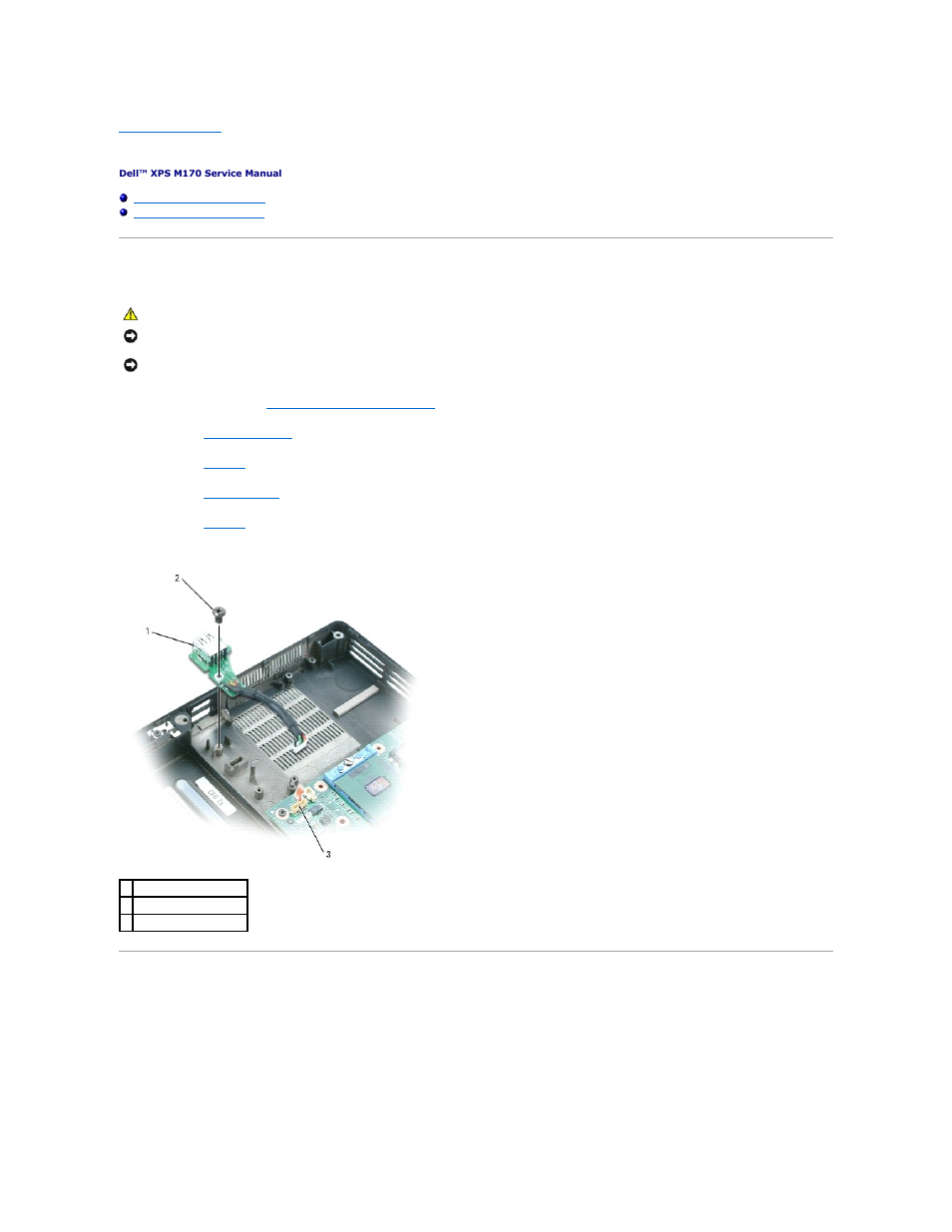 Usb port board, Removing the usb port board, Replacing the usb port board | Dell XPS M170 (MXG051, Late 2005) User Manual | Page 55 / 60