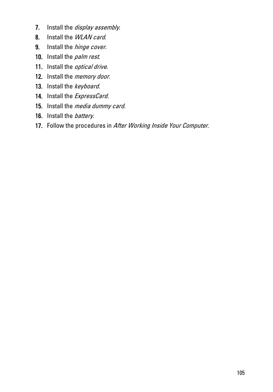 Dell Vostro 3750 (Early 2011) User Manual | Page 105 / 147