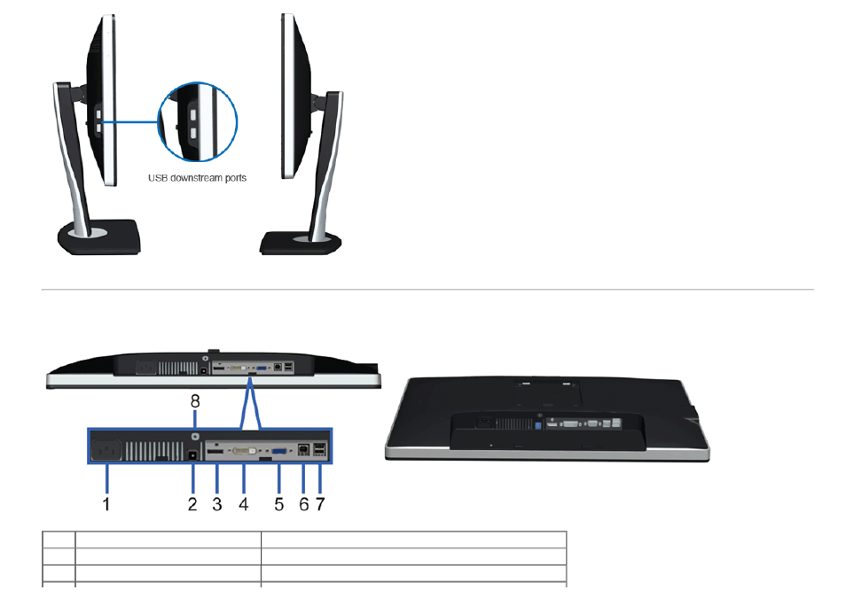 Bottom view | Dell U2312HM Monitor User Manual | Page 9 / 43