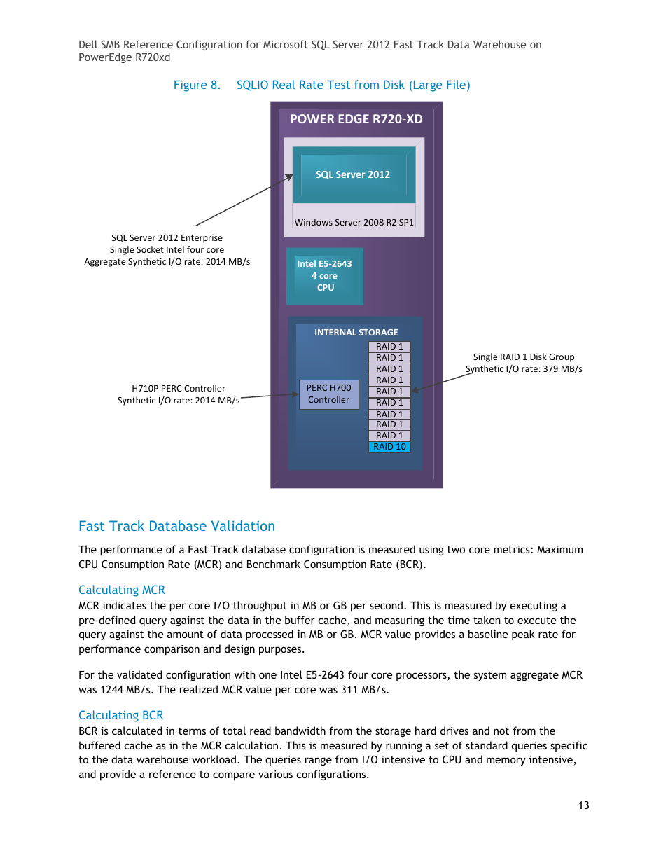 Fast track database validation, Figure 8, Sqlio real rate test from disk (large file) | Power edge r720-xd | Dell POWEREDGE R720XD User Manual | Page 13 / 16