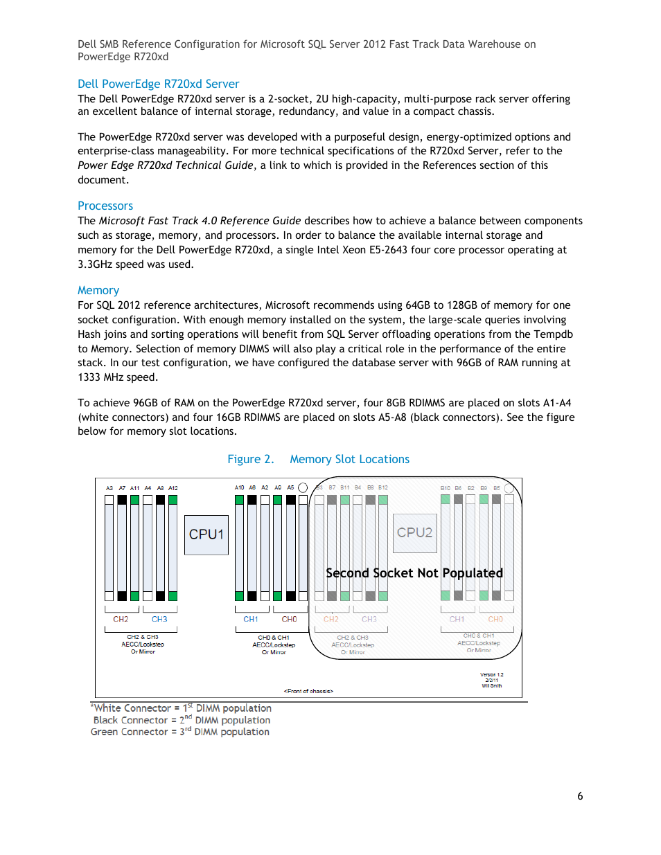 Figure 2, Memory slot locations | Dell POWEREDGE R720XD User Manual | Page 6 / 16