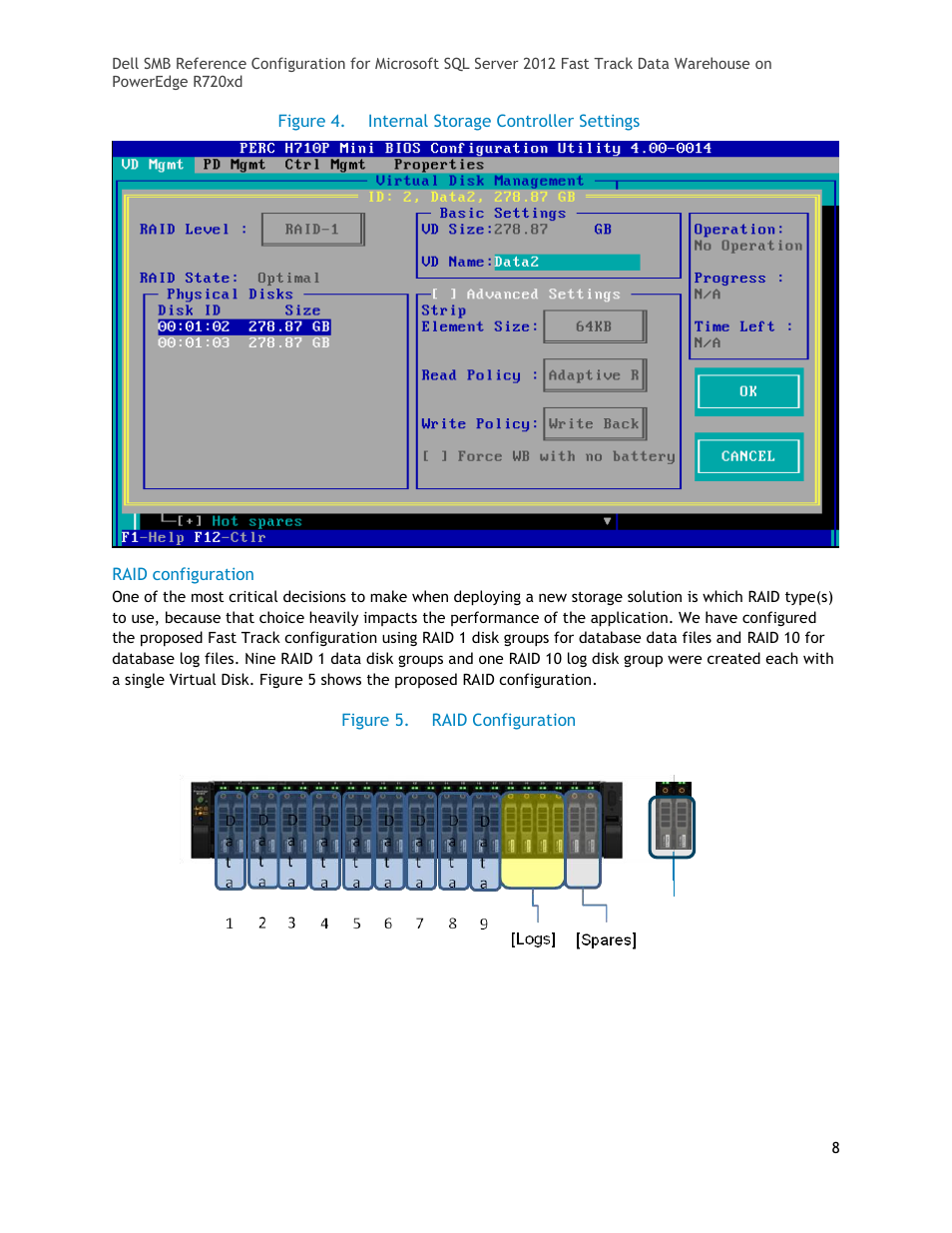 Figure 4, Internal storage controller settings, Figure 5 | Raid configuration | Dell POWEREDGE R720XD User Manual | Page 8 / 16