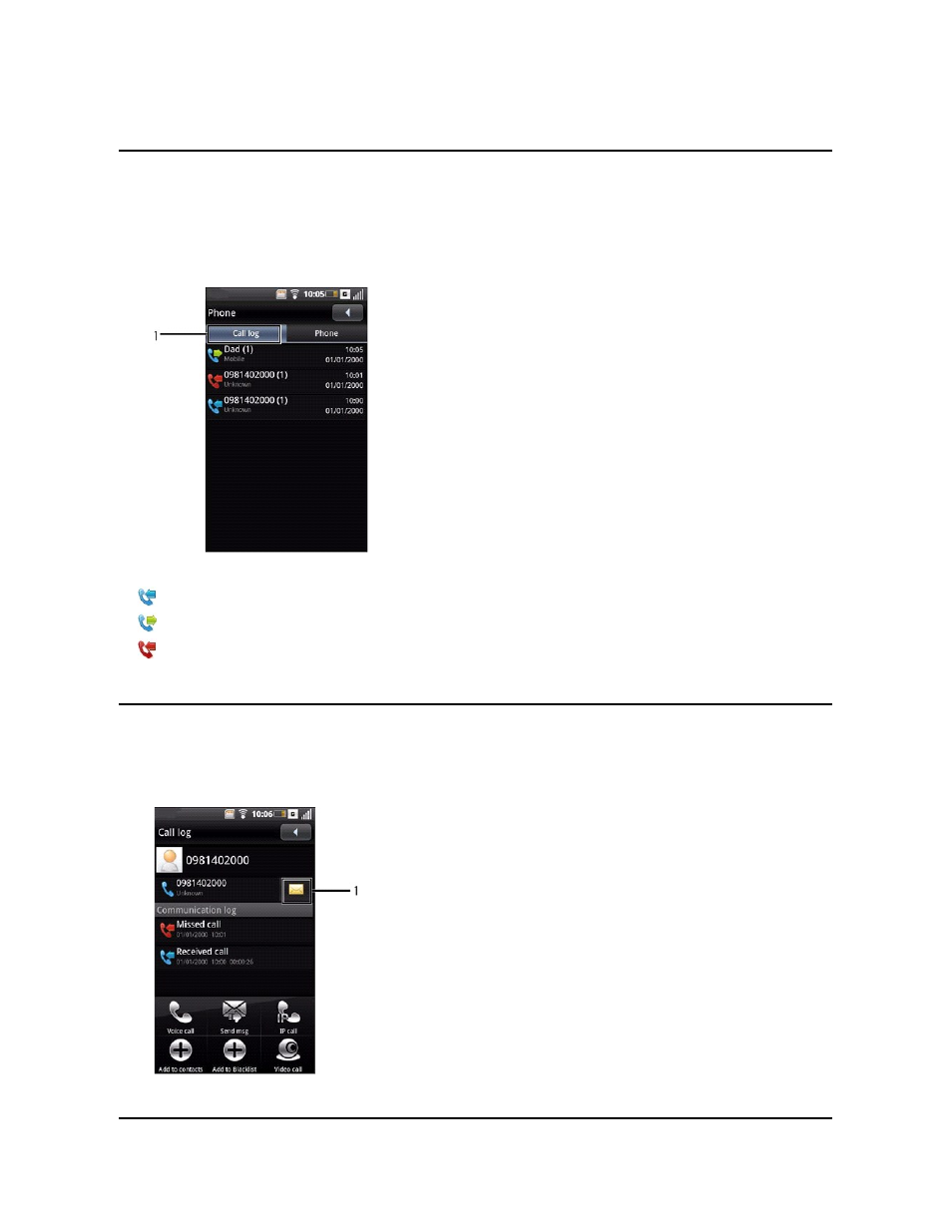 Accessing the call history, Sending sms/mms | Dell Mobile Beacon User Manual | Page 31 / 90