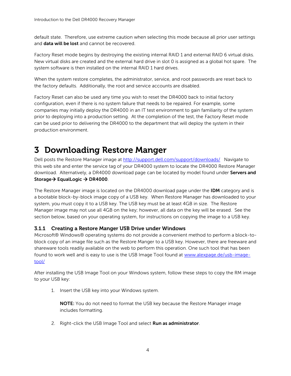 3 downloading restore manger | Dell DR4000 User Manual | Page 4 / 6