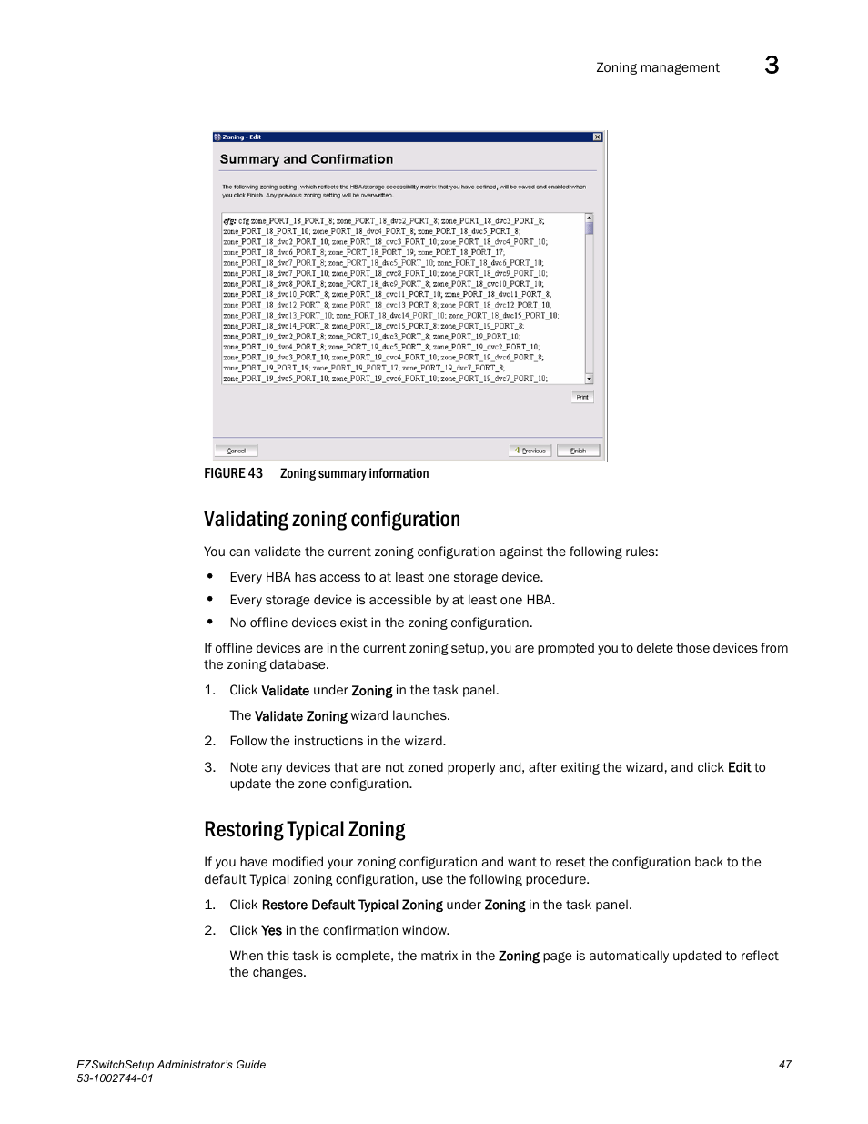 Validating zoning configuration, Restoring typical zoning | Dell POWEREDGE M1000E User Manual | Page 57 / 64
