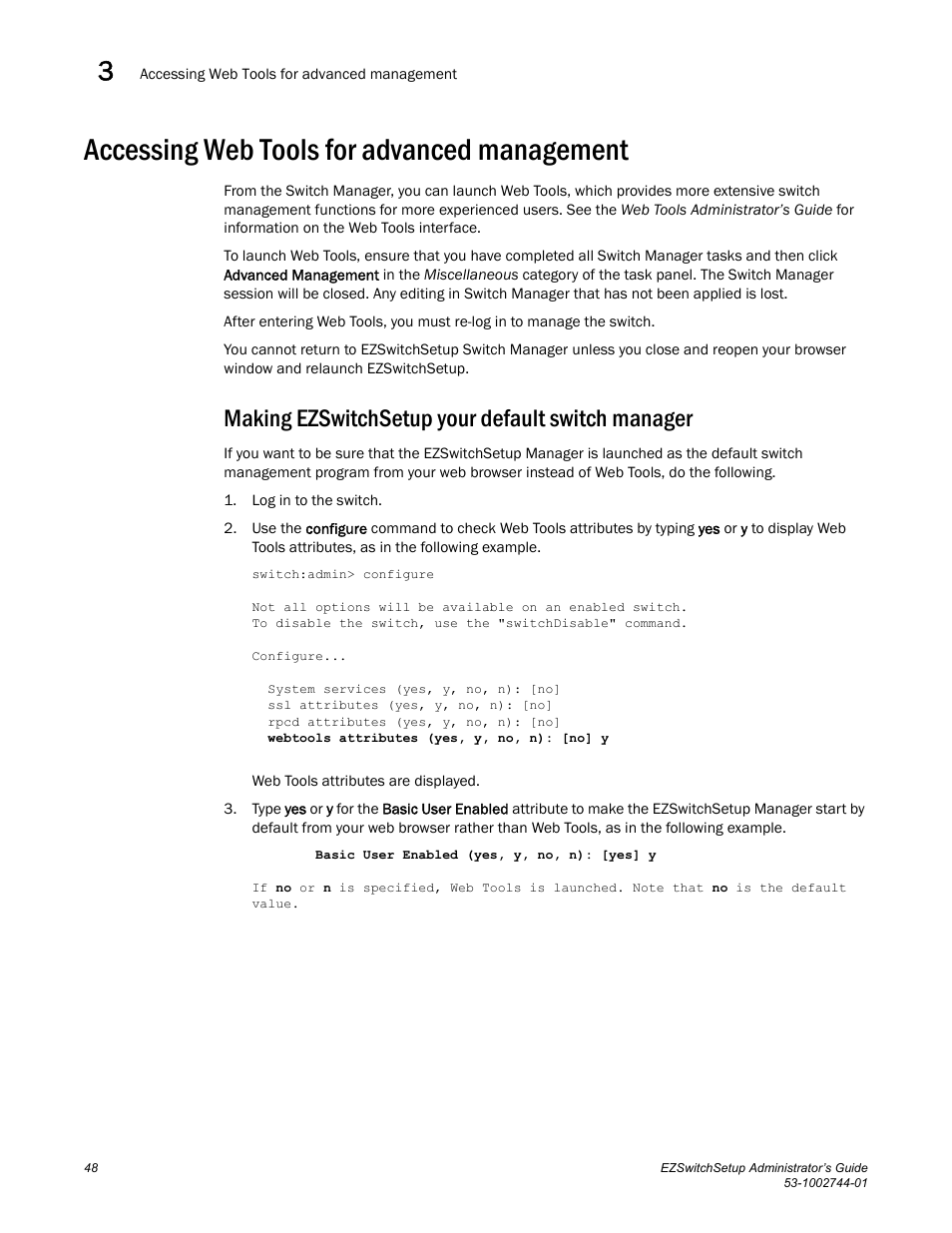 Accessing web tools for advanced management, Making ezswitchsetup your default switch manager | Dell POWEREDGE M1000E User Manual | Page 58 / 64