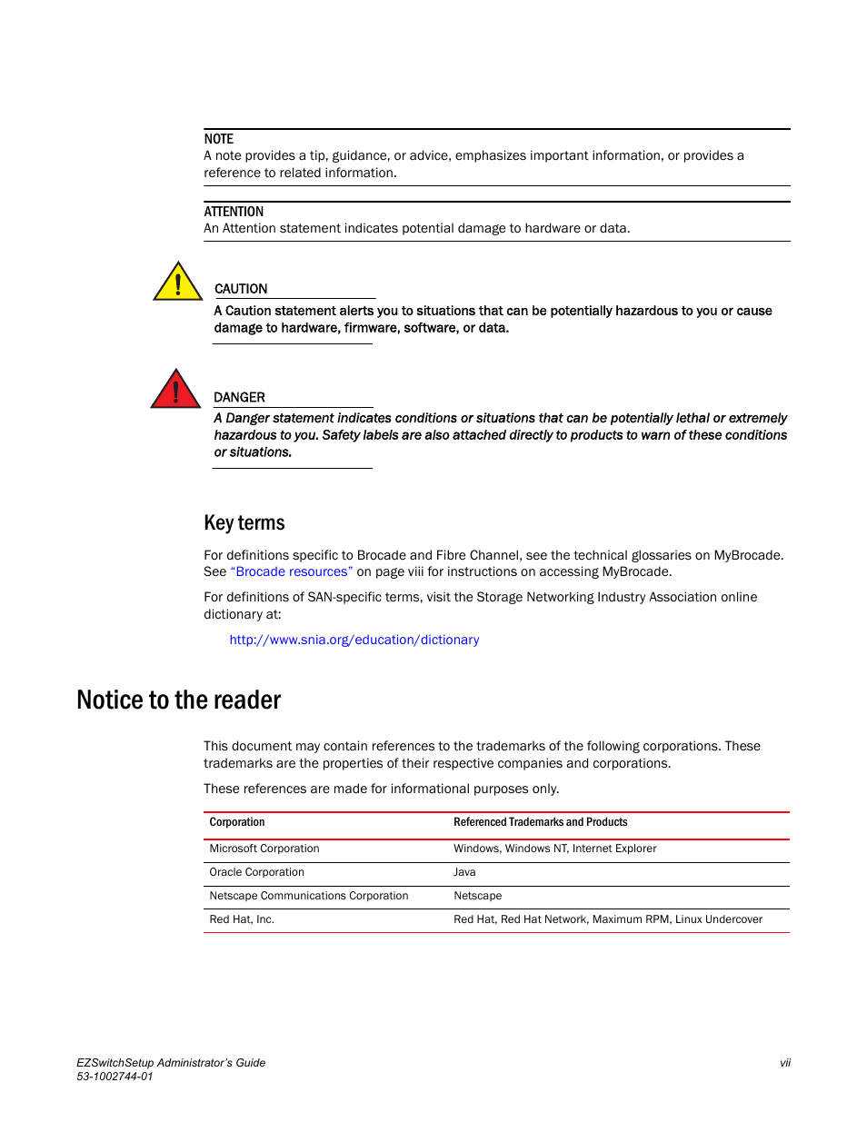 Key terms, Notice to the reader | Dell POWEREDGE M1000E User Manual | Page 7 / 64
