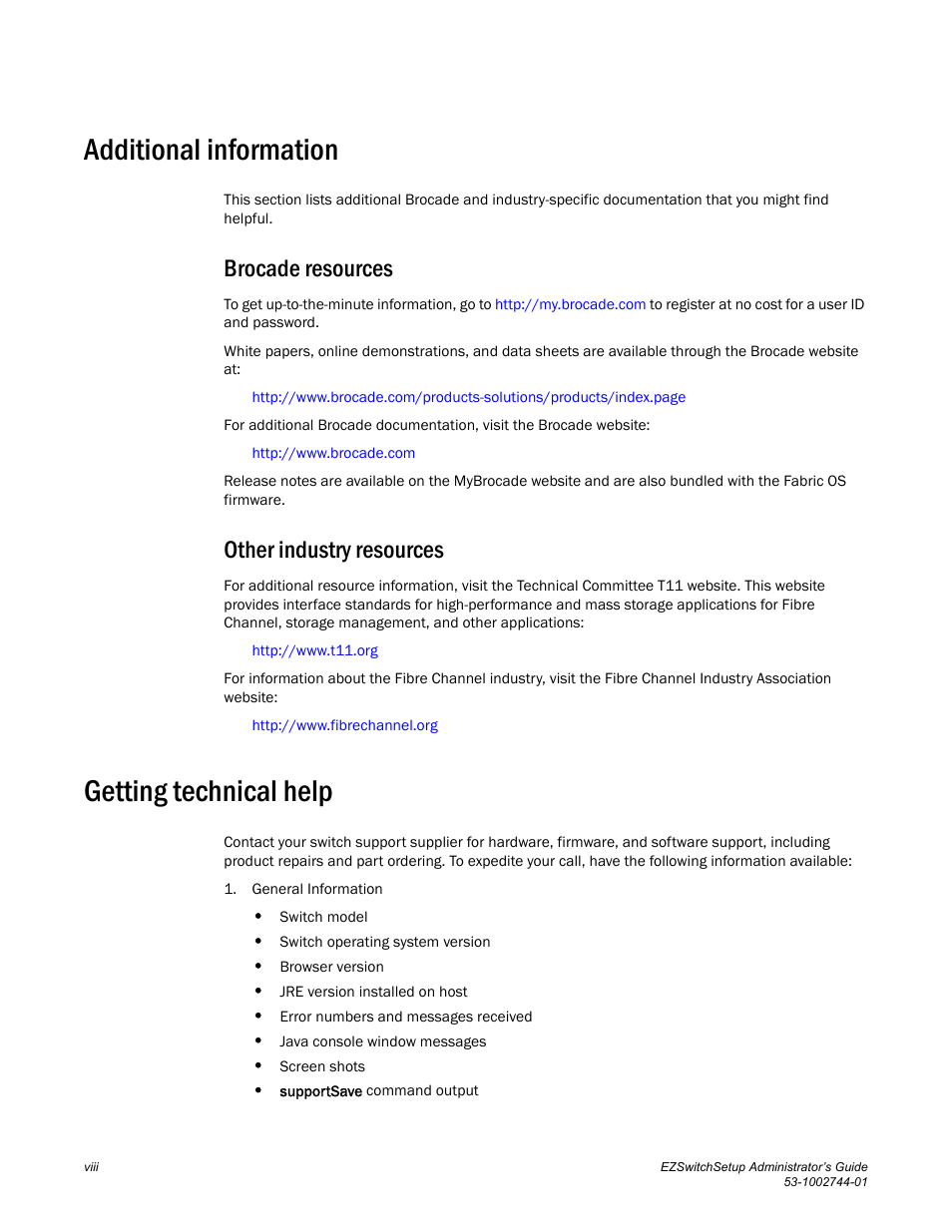 Additional information, Brocade resources, Other industry resources | Getting technical help | Dell POWEREDGE M1000E User Manual | Page 8 / 64