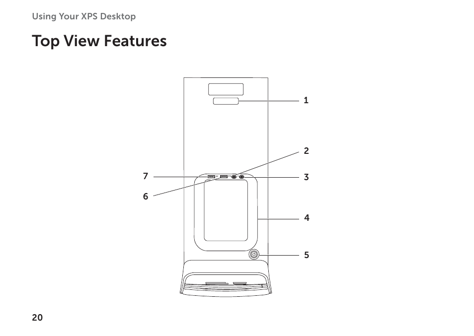 Top view features | Dell XPS 8300 (Late 2010) User Manual | Page 22 / 76