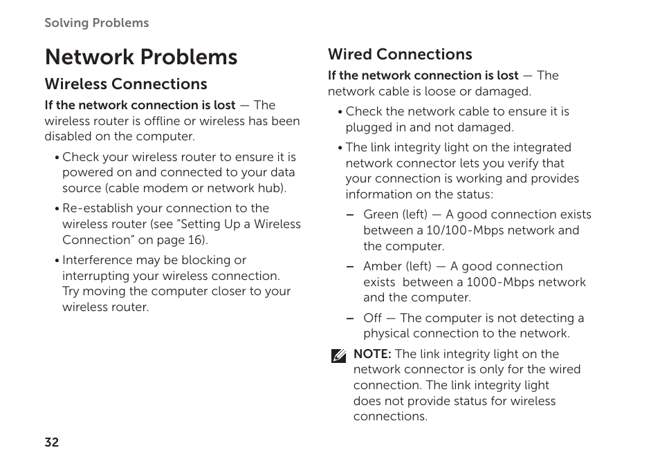 Network problems | Dell XPS 8300 (Late 2010) User Manual | Page 34 / 76