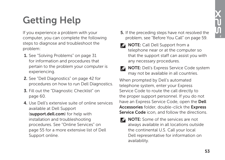 Getting help | Dell XPS 8300 (Late 2010) User Manual | Page 55 / 76