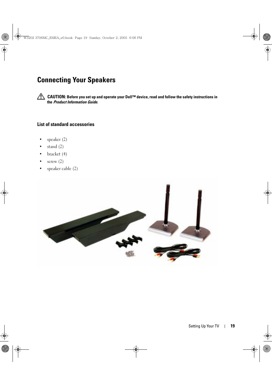 Connecting your speakers | Dell LCD TV W3706C User Manual | Page 19 / 66