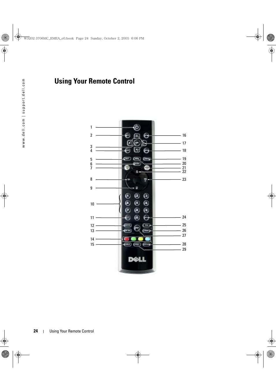 Using your remote control | Dell LCD TV W3706C User Manual | Page 24 / 66