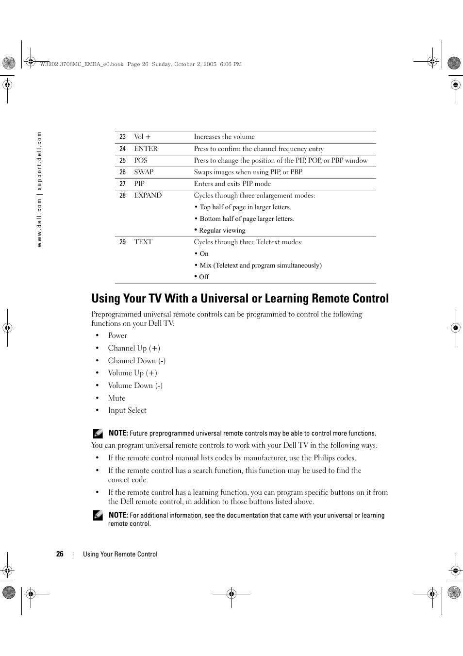Dell LCD TV W3706C User Manual | Page 26 / 66