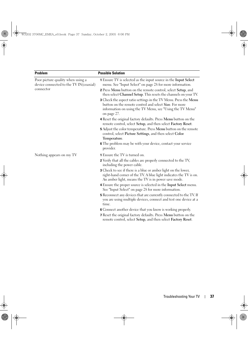 Dell LCD TV W3706C User Manual | Page 37 / 66