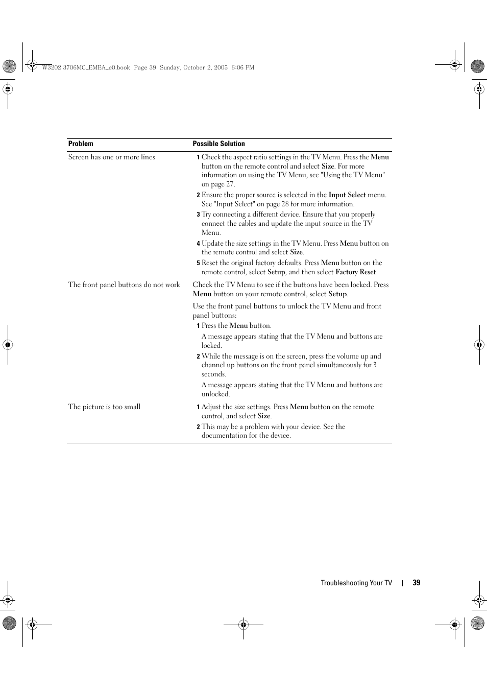 Dell LCD TV W3706C User Manual | Page 39 / 66