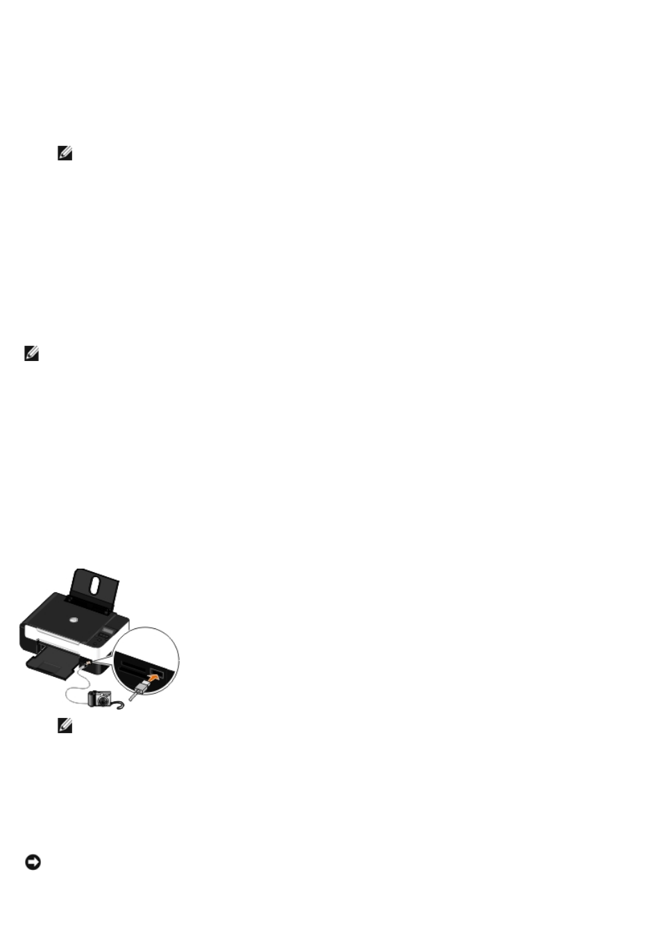 Printing photos from a, Pictbridge-enabled camera, Printing photos from a pictbridge-enabled camera | Dell V305 All In One Inkjet Printer User Manual | Page 45 / 101