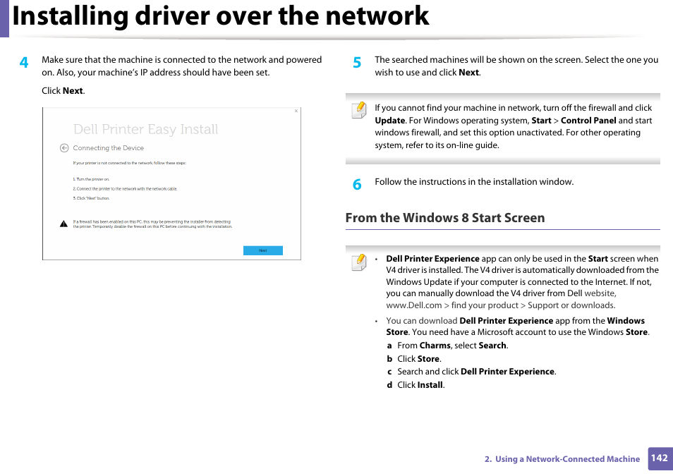 Installing driver over the network | Dell B1165nfw Multifunction Mono Laser Printer User Manual | Page 142 / 300