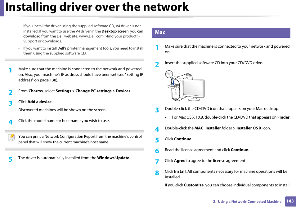 Installing driver over the network | Dell B1165nfw Multifunction Mono Laser Printer User Manual | Page 143 / 300