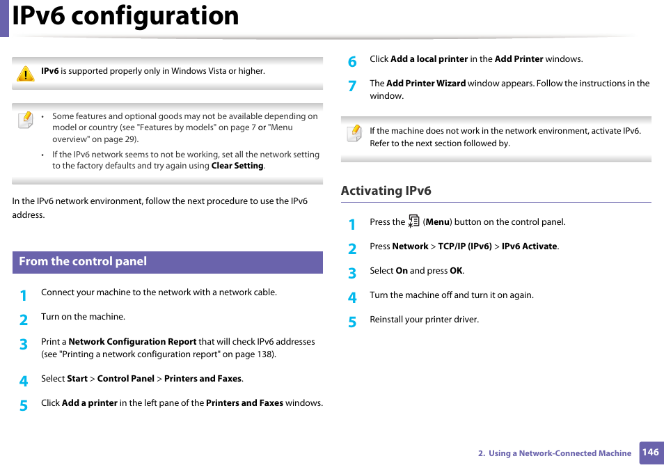Ipv6 configuration, Activating ipv6 | Dell B1165nfw Multifunction Mono Laser Printer User Manual | Page 146 / 300