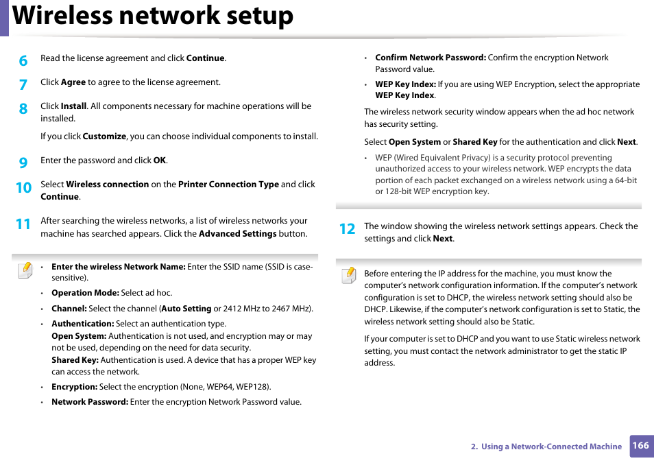 Wireless network setup | Dell B1165nfw Multifunction Mono Laser Printer User Manual | Page 166 / 300