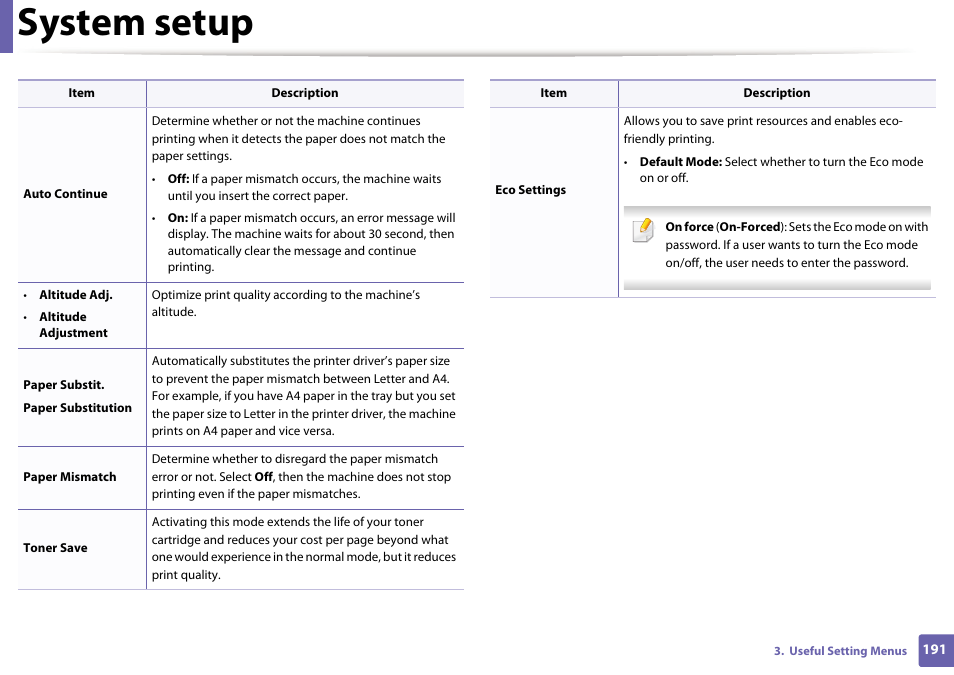 System setup | Dell B1165nfw Multifunction Mono Laser Printer User Manual | Page 191 / 300