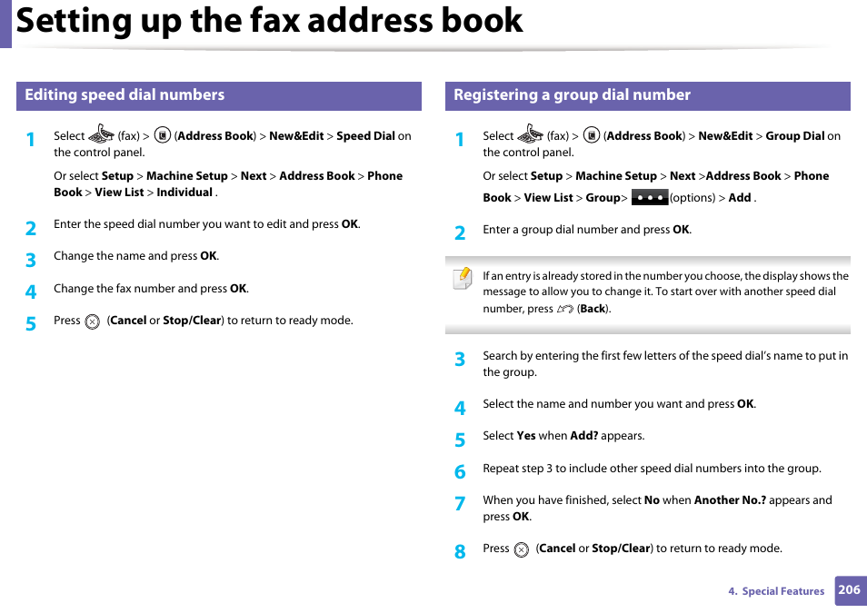 Setting up the fax address book | Dell B1165nfw Multifunction Mono Laser Printer User Manual | Page 206 / 300