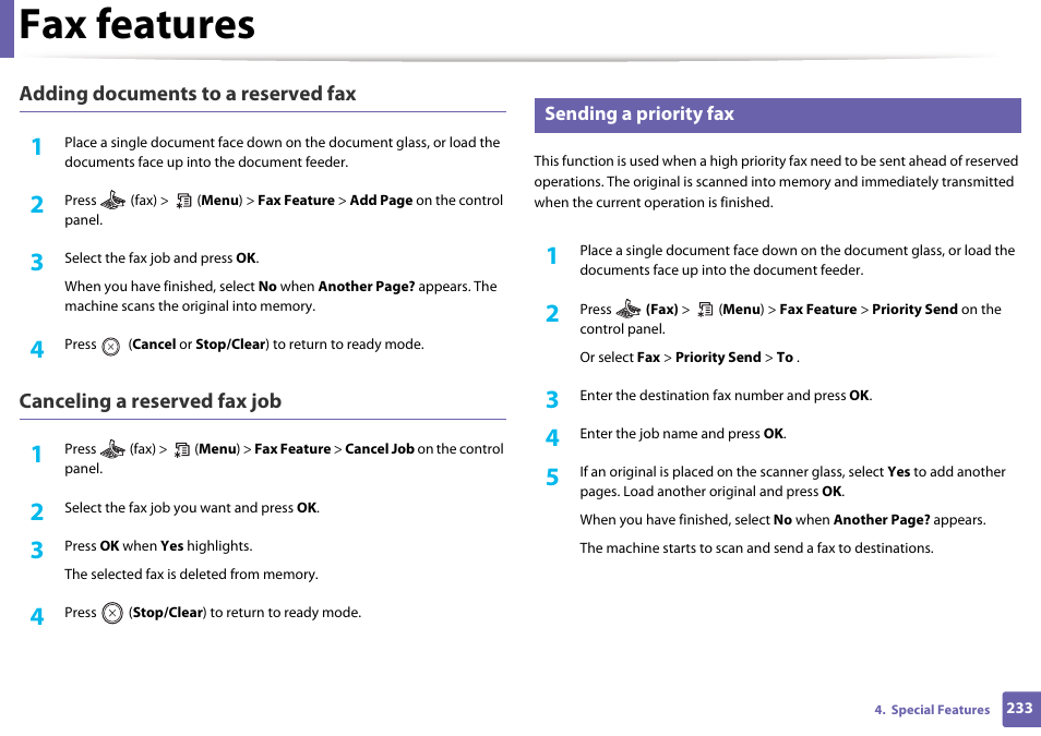 Fax features | Dell B1165nfw Multifunction Mono Laser Printer User Manual | Page 233 / 300