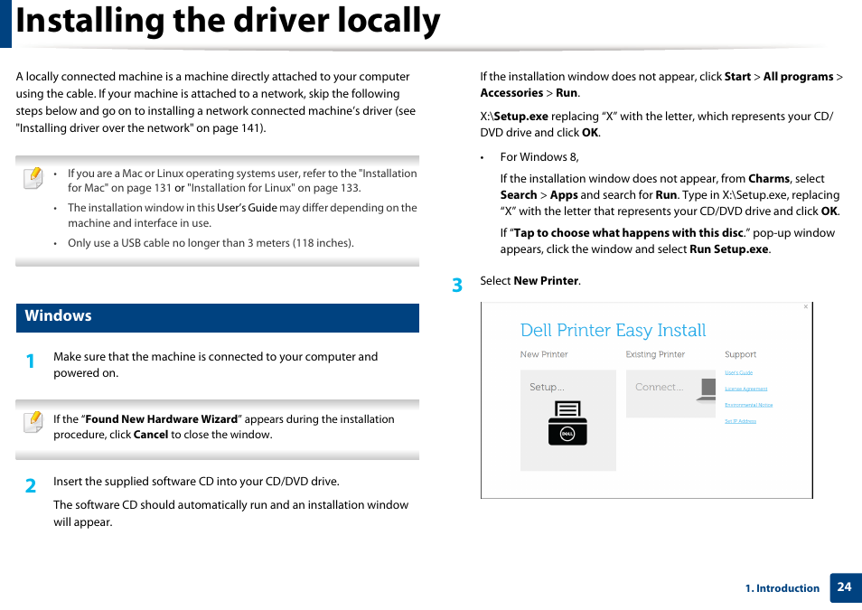 Installing the driver locally, Windows | Dell B1165nfw Multifunction Mono Laser Printer User Manual | Page 24 / 300