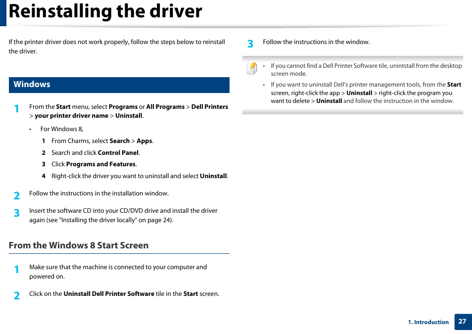 Reinstalling the driver | Dell B1165nfw Multifunction Mono Laser Printer User Manual | Page 27 / 300