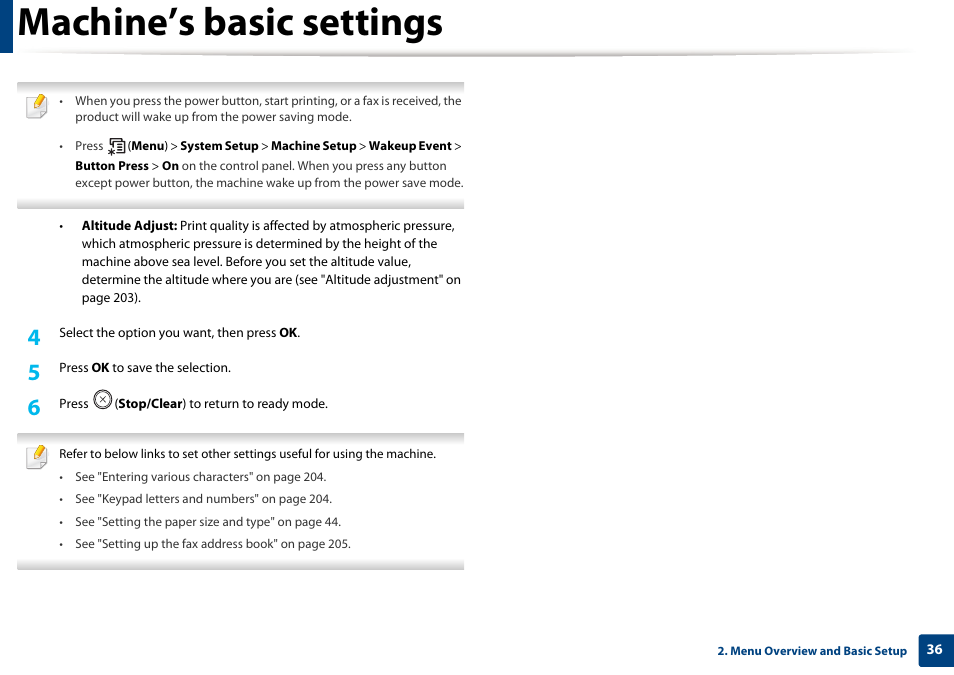 Machine’s basic settings | Dell B1165nfw Multifunction Mono Laser Printer User Manual | Page 36 / 300