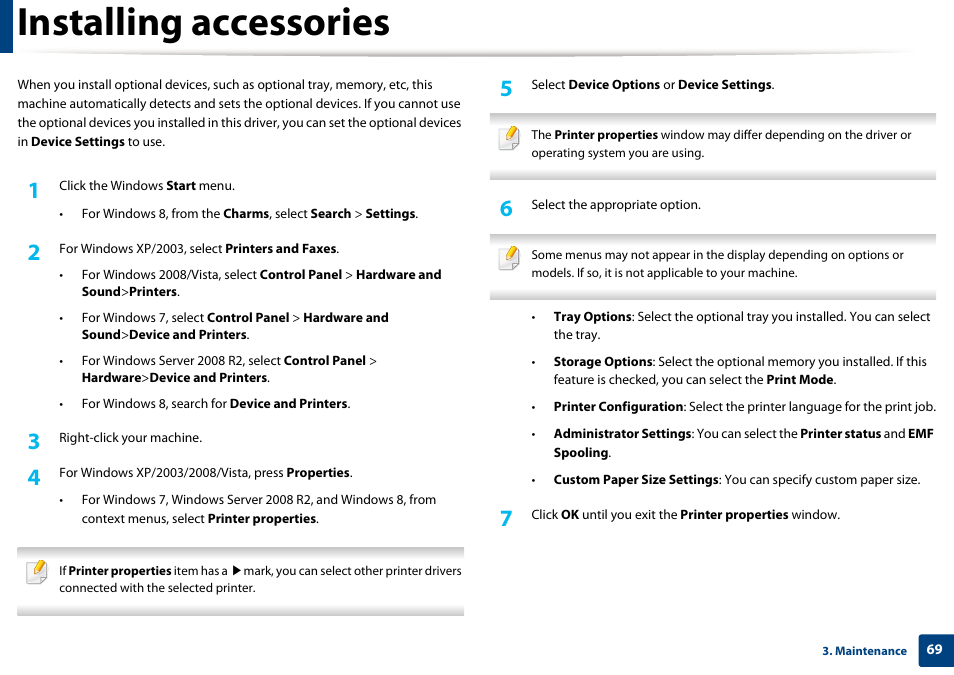 Installing accessories | Dell B1165nfw Multifunction Mono Laser Printer User Manual | Page 69 / 300