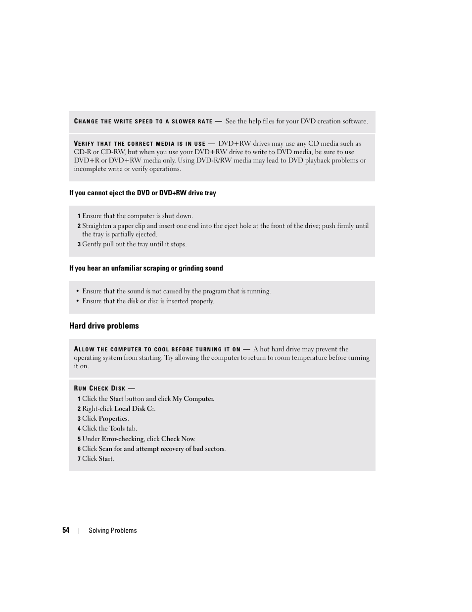 Hard drive problems, D drive | Dell Inspiron 6000 User Manual | Page 54 / 124
