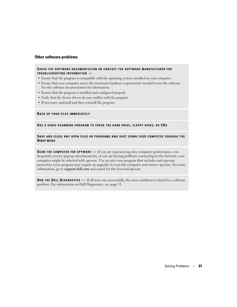 Other software problems | Dell Inspiron 6000 User Manual | Page 61 / 124