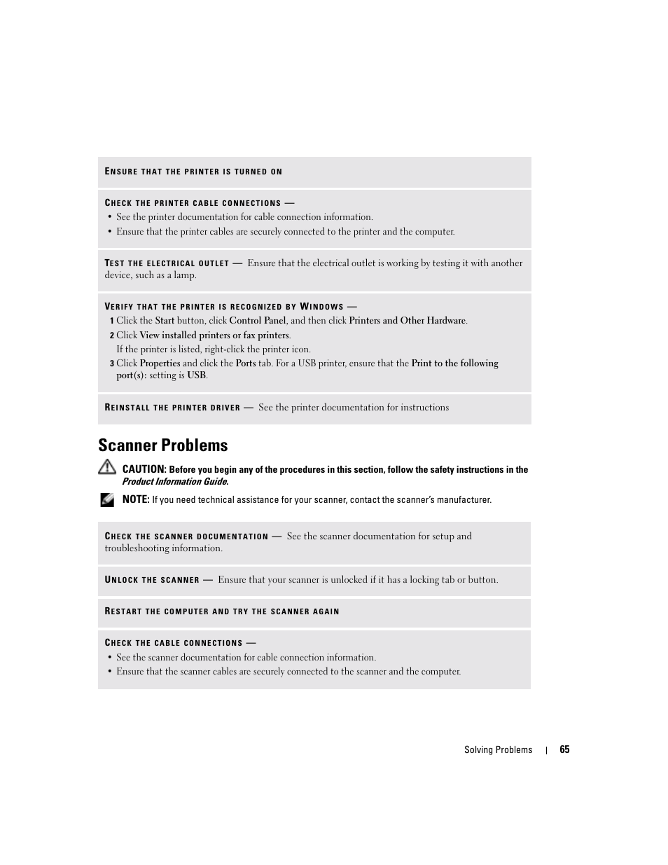 Scanner problems | Dell Inspiron 6000 User Manual | Page 65 / 124