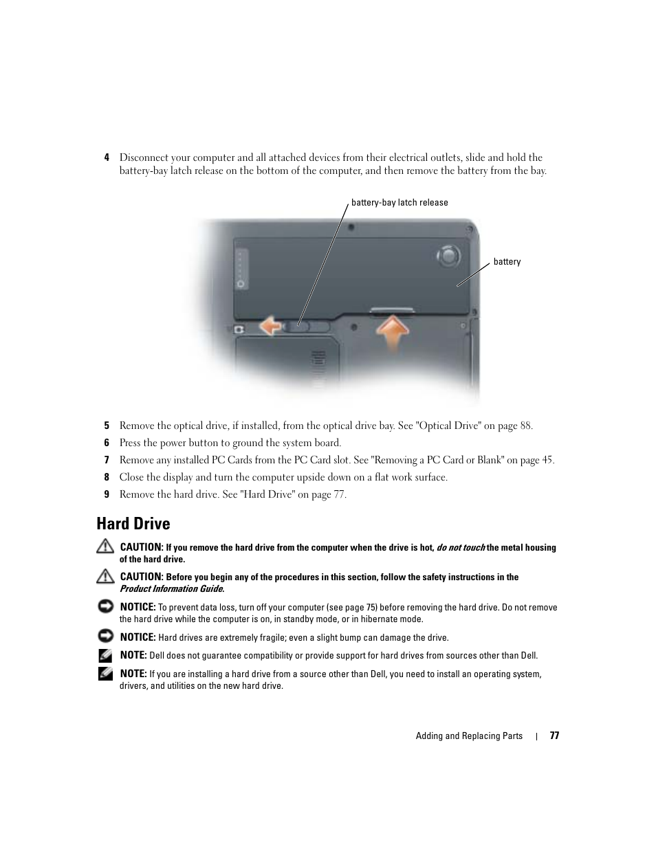 Hard drive | Dell Inspiron 6000 User Manual | Page 77 / 124