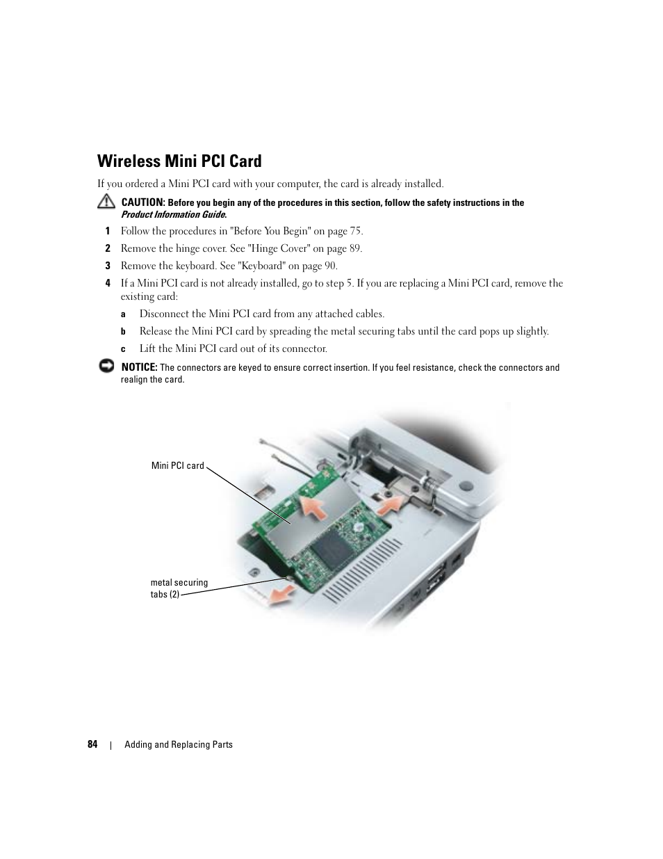 Wireless mini pci card | Dell Inspiron 6000 User Manual | Page 84 / 124