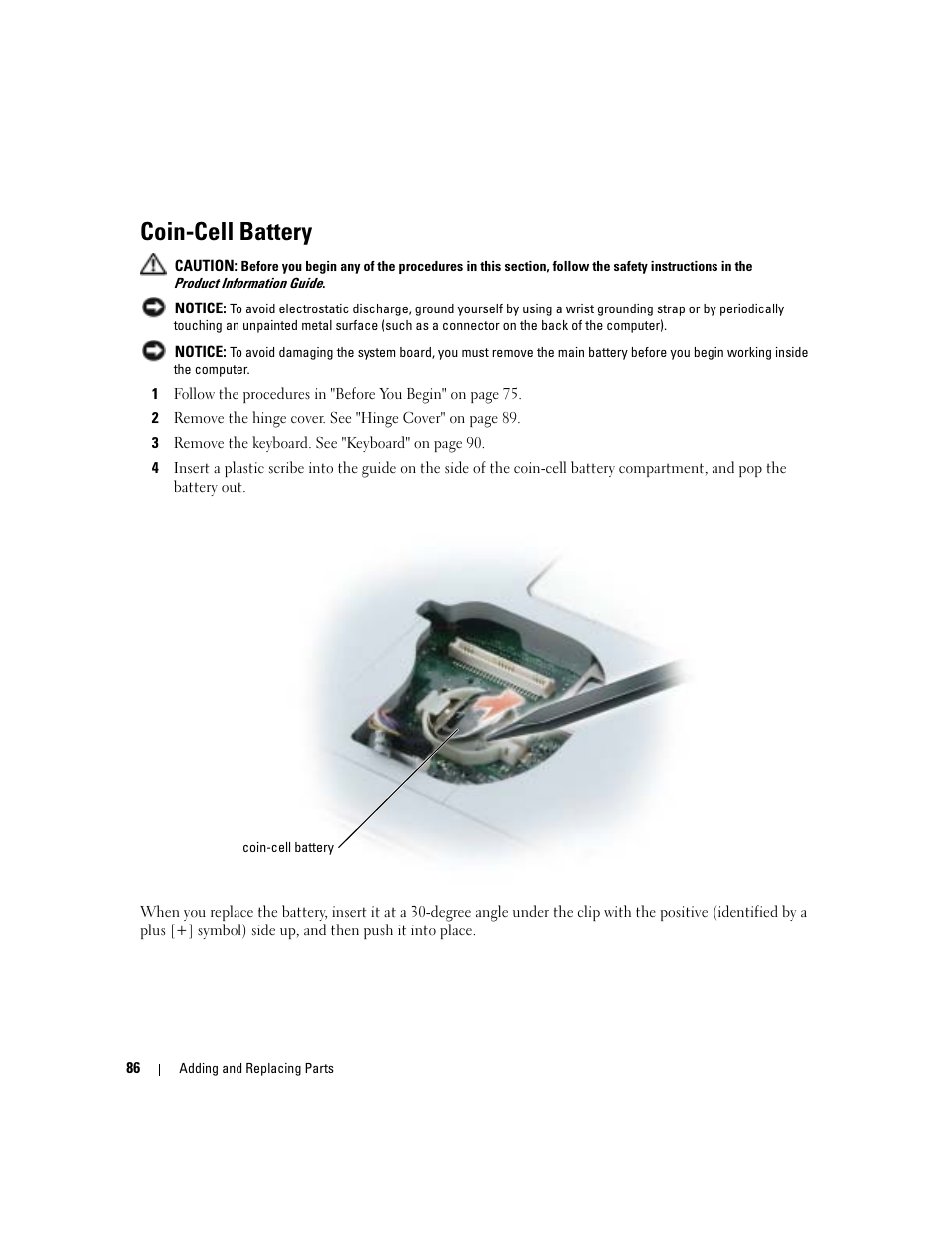 Coin-cell battery | Dell Inspiron 6000 User Manual | Page 86 / 124
