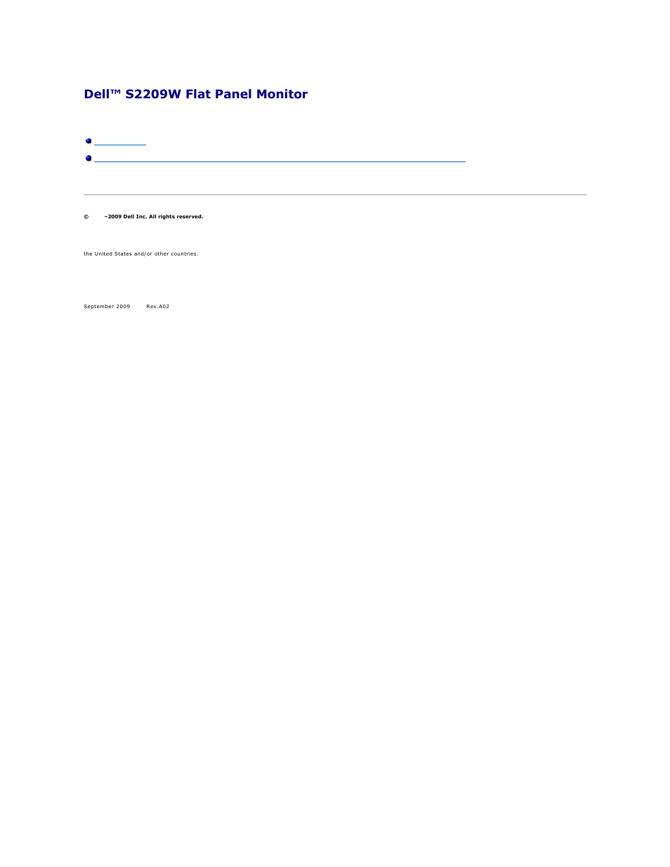 Dell™ s2209w flat panel monitor | Dell S2209WFP Monitor User Manual | Page 25 / 30